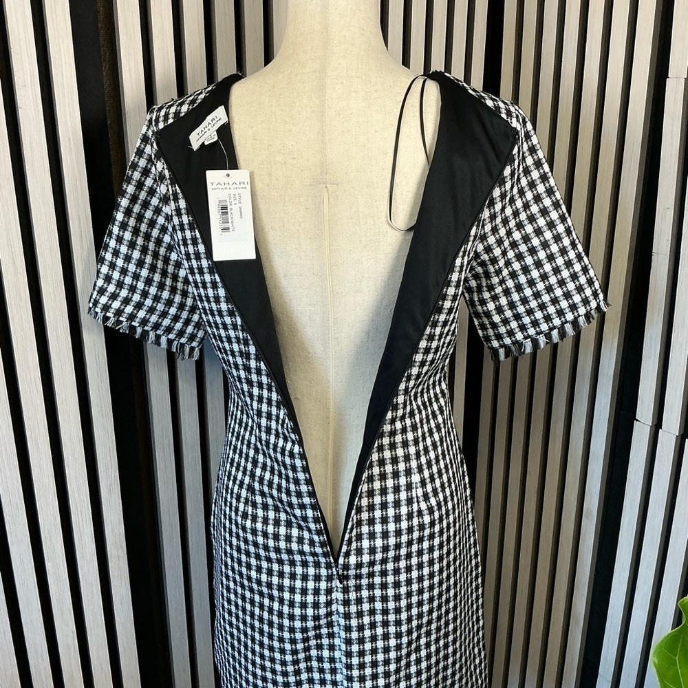 NWT Tahari Black and White Checkered Mini Dress Sz 8 - Picture 4 of 5